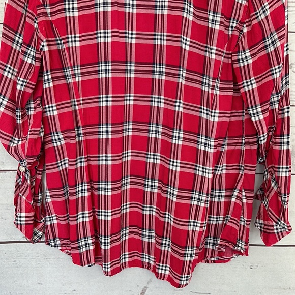 TORRID Pink White Plaid Challis Camp Shirt Size 0X - Picture 9 of 12
